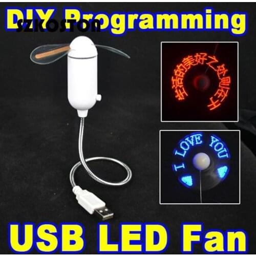 SZKOSTON USB Gadgets DIY Programmable Fan Flexible usb LED Fan Light Reprogramme Any Text Words Advertising Character Message