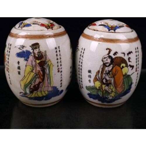 China seiko ceramic eight immortals tank crafts statue A pair