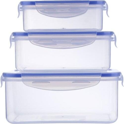 Food Storage Bento Box Fruit Vegetable Fresh Keeping Sealed Microwavable Square Crisper Transparent Lunch Box Kitchen Container