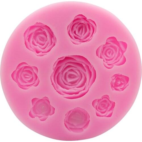 Ledifly 3D Silicone Cake Toppers Chocolate Soap 9 Rose Flower Sugarcraft Decorating Mold Tools