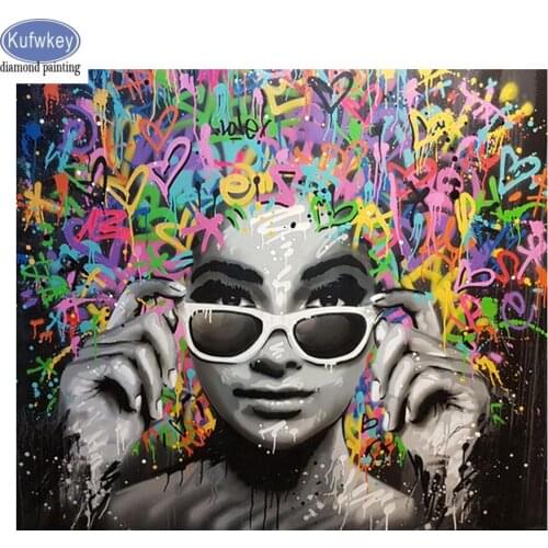 Hot sale Diamond Embroidery Africa glasses girl full Square round Drill 5d diy Diamond Painting Cross Stitch Decoration home