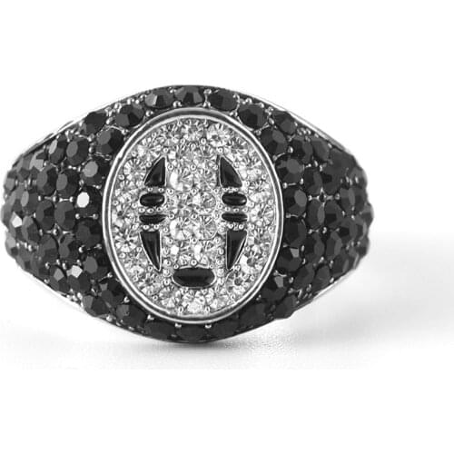 Harong Cute Anime Spirited Rings Away Ghost No Face Boy Girl Black Crystal Classic Jewelry Funny Enamel Quality Ring Women Gift