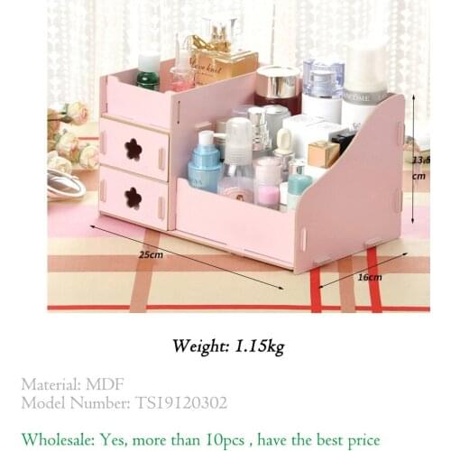 Multifunctional handmade Wooden Makeup Storage Box Organizer Office Container Case Handmade DIY Assembly Cosmetic OrganizerBox