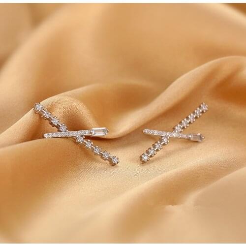 Fashion 925 Sterling Silver Big Cross Piercing Stud Earring For Women Girls Jewelry Pendientes Accessories eh1078