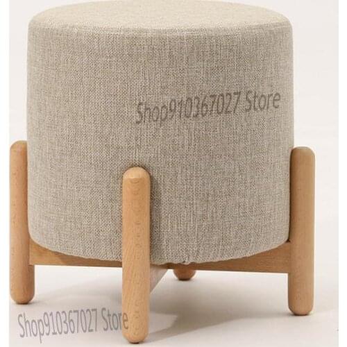 Solid Wood Small Stool Living Room Fabric Sofa Stool Shoe Changing Stool Coffee Table Stool Fashion Creative Low Bench