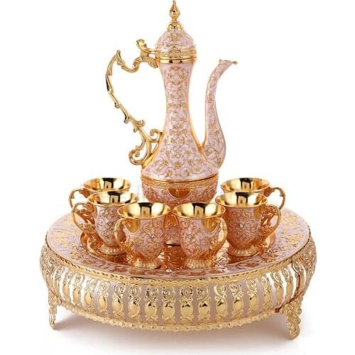 The New Wine Set Liquor Tray Department Gift Court Upscale Metal Pattern Jug Wine Set whiskey glass sake set