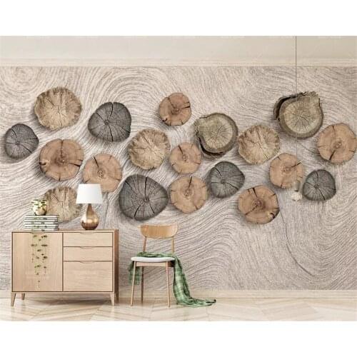 Beibehang papel de parede Custom wallpaper 3d mural retro new Chinese stereo wood annual ring wood grain background wall paper