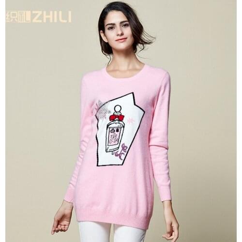 2017 autumn and winter o-neck medium-long female cashmere pullover sweater one-piece dress shirt basic cashmere sweater