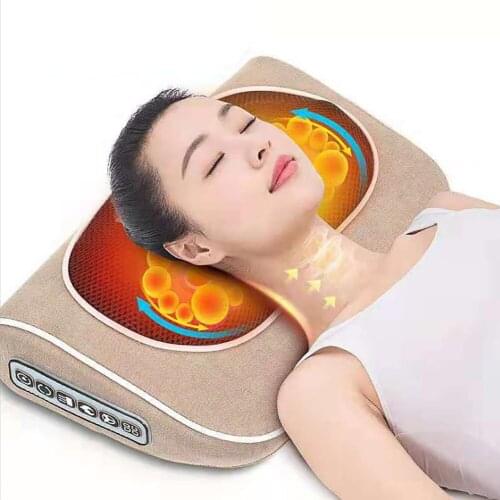 Electric Neck Kneading Massage Pillow Shiatsu Wave Curve Massager For Shoulder Sleep Aid Soft Pillow Relieve Stress Massage Tool