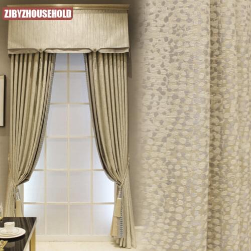 Custom curtains modern Chinese living room high precision jacquard dots white cloth blackout curtain valance tulle panel C086
