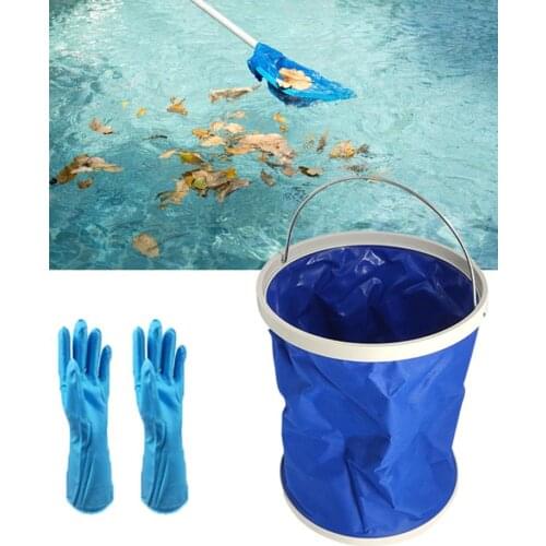 Durable Pool Cleaning Kit Portable Tub Maintenance Accessories Includes Multifunctional Brush & PVC Leak-Proof Bucket