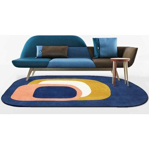 Simple Carpet For Living Room Geometric Ellipse Nordic Rug Red Black Blue Yellow Living Room Bedroom Bedside Carpet Floor Mats
