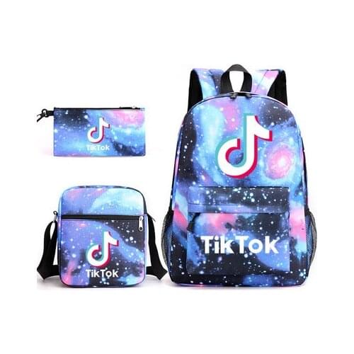 Tik Tok backpack For Teenage 3pcs Boys Girls NylonTravel Backpack Women Men Bookbags Students Schoolbag Capacity Laptop Mochilas