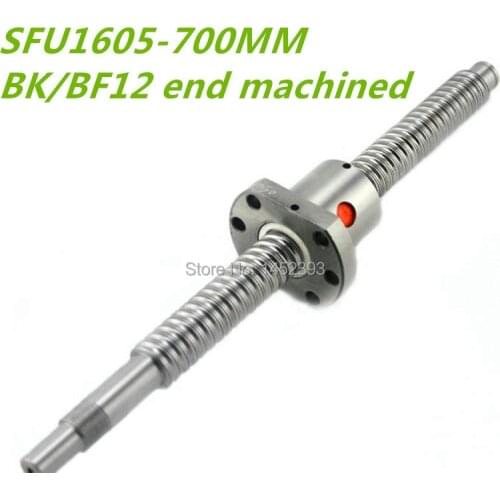 BallScrew 1605 SFU1605 L=700mm Rolled Ball screw with single Ballnut for CNC parts BK/BF12 standard end machined