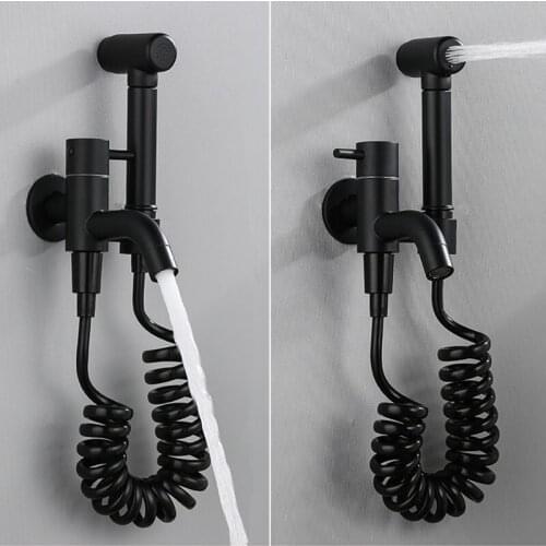 Bidet Faucets Wall Brass Black Cold Water Toilet Corner Valve Handheld Hygienic Shower Head Wash Car Pet Sprayer Airbrush Taps