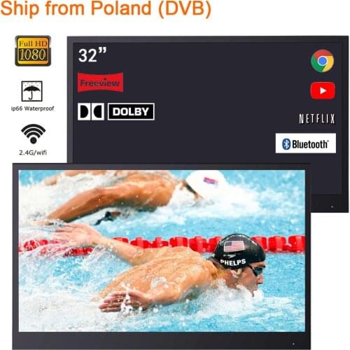 Souria 32 inches Smart Black Android 9.0 Waterproof LED TV for Bathroom Television Poland EU Warehouse