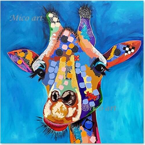 Modern Childrens Room Decorative Deer Canvas Picture Christmas Gift No Frame Oil Painting Hand-painted Animal Wall Canvas Art