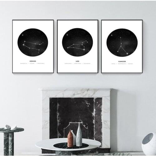 Constellation Nursery Wall Art Canvas Poster Prints Astrology Sign Minimalist Geometric Painting Nordic Kids Decoration Pictur