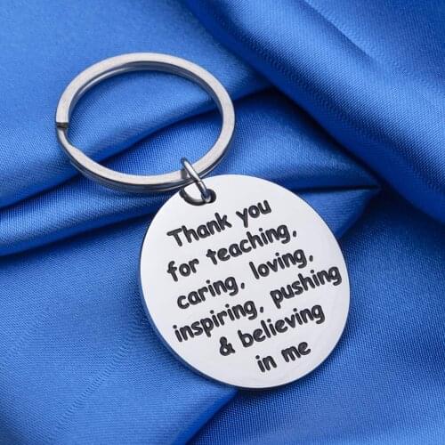 Thank You Keychain Gifts for Teacher Mom Dad Thanksgiving Day Graduation Appreciation Gift Stainless Steel Jewelry Pedant Gift