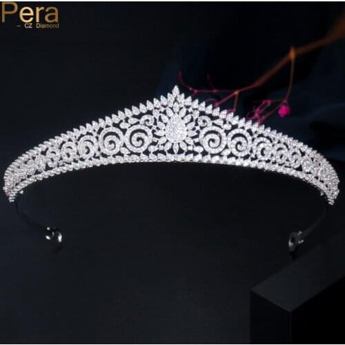 Pera 2020 New Deisgn Gorgeous Crystal Wedding Tiaras Bridal Headpieces Queen Crowns for Brides Hair Jewelry Accessories H020