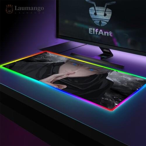 Anime Luminous Game Office Mouse Pad Jujutsu Kaisen Mousepad Top Selling LED Lighting Custom Mause Mat Desk Accessories