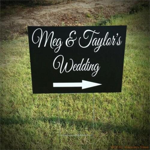 Wall Decal Wedding Welcome Sign Direction Indication Vinyl Sticker Customized Name Bride And Groom Custom Rustic Poster Decor