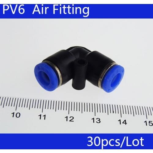 High quality 30Pcs PV6 Pneumatic 6mm One Touch Pipe L Type Joint Quick Fittings