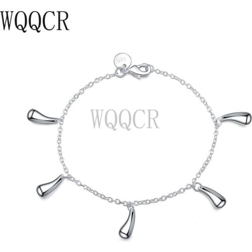 WQQCR New Womens Fashion Water Drop Bracelet Wedding Banquet Charm 925 Sterling Silver Color High Jewelry Womens Gift