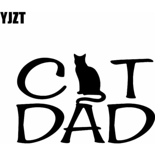 YJZT 15.7X10.2CM Creative Car Sticker Cat Dad Love Cute Cats Vinyl Decal Kitten Cats Black/Silver C24-1703