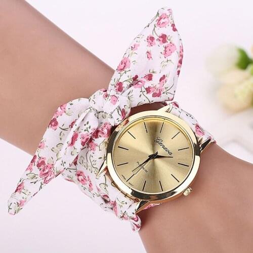 Best-Selling WomenS Table Garden Print Cloth Bracelet Watch Analog Quartz Women Clock Watch Gift Fashion Print Ladies Watch Fi