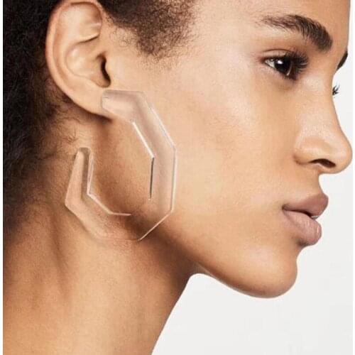 Transparent Fashion Round Hoop Earrings for Women Acetate Resin Acrylic Earrings Hoops Acrylic Resin Jewelry
