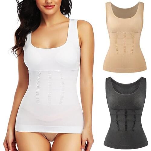 Womens Cami Shaper with Built in Bra Tummy Control Camisole Tank Top Underskirts Shapewear Body Shaper