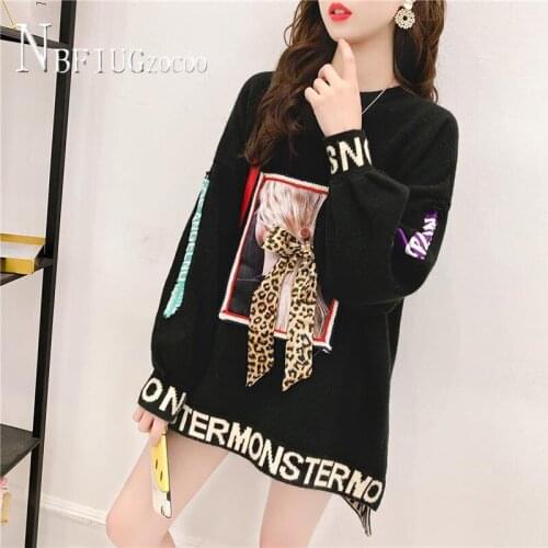 Lazy Style Pullover Knitting Women Sweater Long Style Loose Female Sweaters