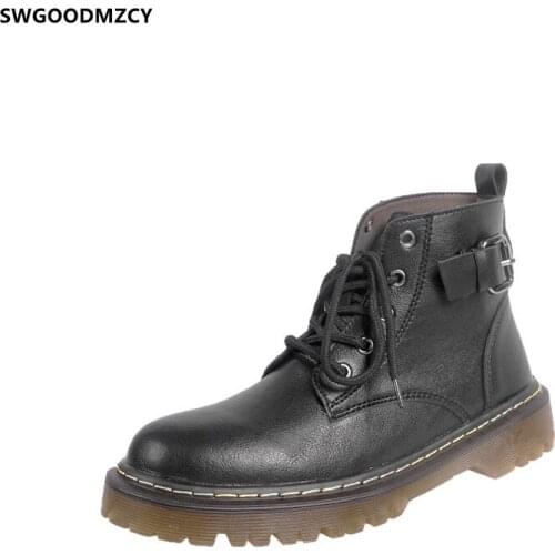 Snow Boots Women Leather Shoes Ankle Boots Female Women Shoes Chunky Boots for Women Fashion Harajuku Shoes Black Shoes Zapatos