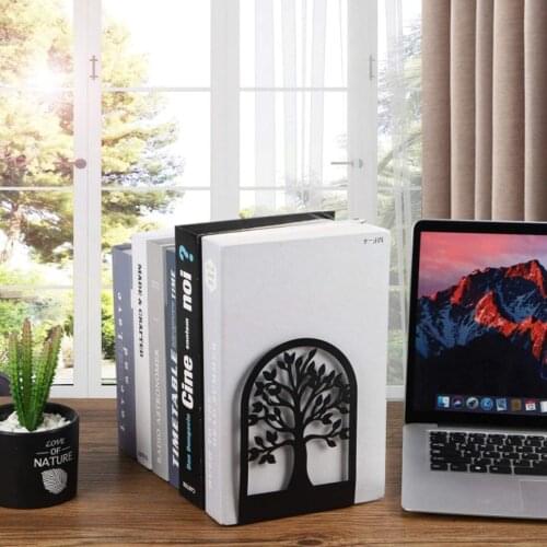 1 Pair Tree Shaped Metal Mesh Desk Organizer Desktop Office Home Bookends Book Holder Black Drop Shipping