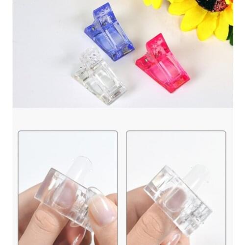 10Pcs Nail Tips Clip Quick Building Poly UV Builder Gel Assistant Tool DIY Manicure Plastic Extension Clamp 3 Colors