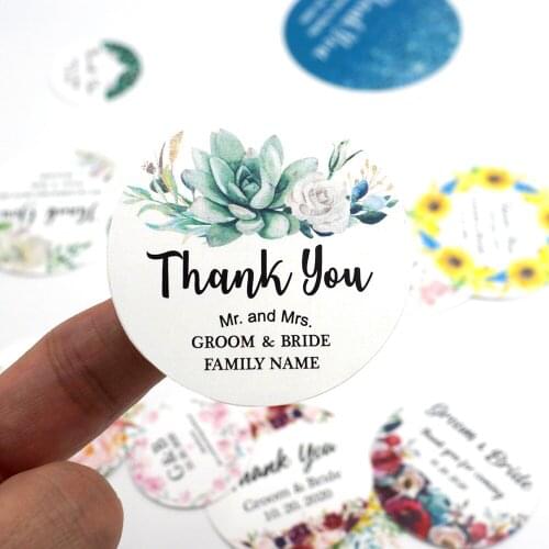 100Pcs 5cm Customized Wedding Stickers Personalized Round Label Waterproof Gift Boxes Name Logo For Birthday Candy Favors Tags