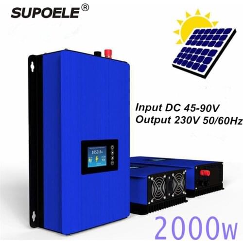 2000W MPPT LCD Display Solar Grid Tie Inverter DC 45-90V To AC 220V 230V 50/60Hz Pure Sine Wave Output With Limiter Sensor