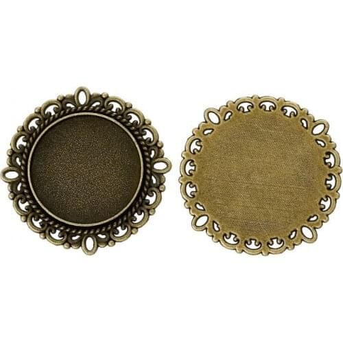 8SEASONS Metal Embellishments Findings Round Antique Bronze Cabochon Settings(Fit 20mm Dia)3.1cm x 3.1cm,30 PCs