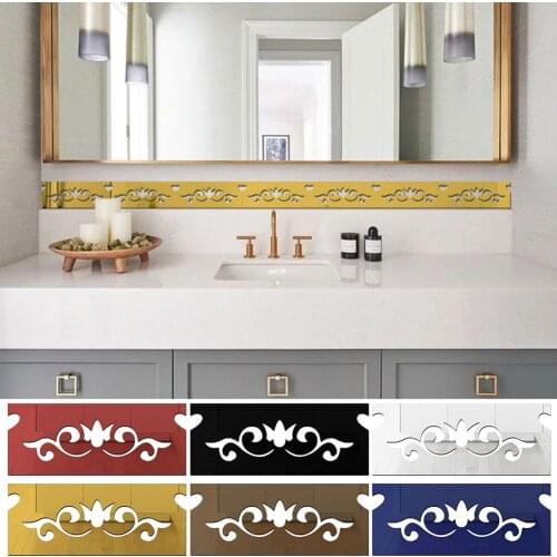 3D Acrylic Mirror European Style Self Adhesive Waist Skirting Line TV Background Wall Side Sticker DIY Home Decor