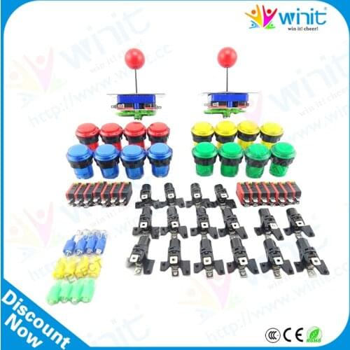 Arcade Kit Buttons Machine Bundle Parts List 16pcs Illuminated Button 8 Ways Arcade Kit Joystick