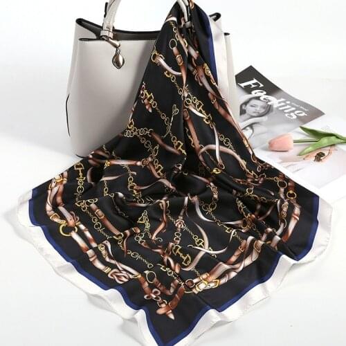 Satin Silk Head Scarf Women Designer Brand Kerchief Neck Scarfs 70cm Square Hair Scarves Bag Bandana for Ladies Handkerchief