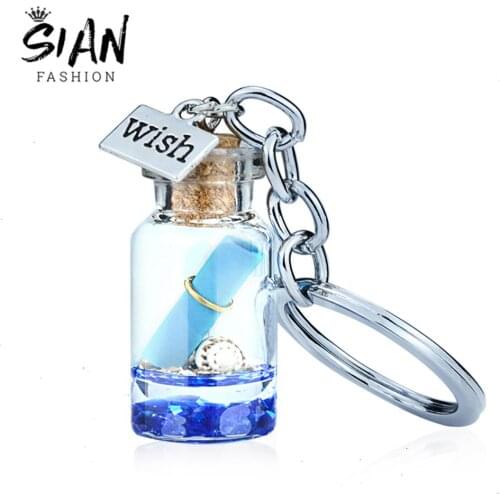 SIAN New Arrival Wish Bottle Keychain Lovely Openable Bottle With Wish Paper Delicate Keyring Multistyle Bag Charms for Friends