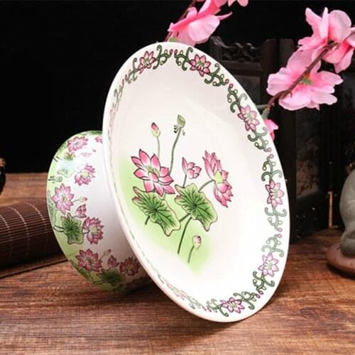 Buddhist Household Ornaments Buddhist Supplies Buddhist Hall Ceramic Fruit Dish White Fresh Lotus for Fruit Dish 12 Cm High