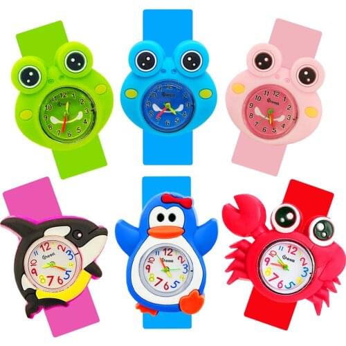 5D Frog Watch Children Cartoon Baby Watch Silicone Strap Slap Wristband Kids Quartz Watches Best Child Wristwatch Birthday Gift