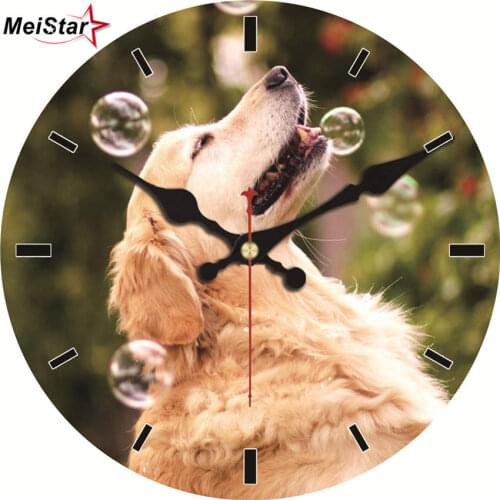MEISTAR Golden Retriever Design Clocks Silent Living Study Garden Kitchen Room Home Decor Watches Large Art Wall Clocks