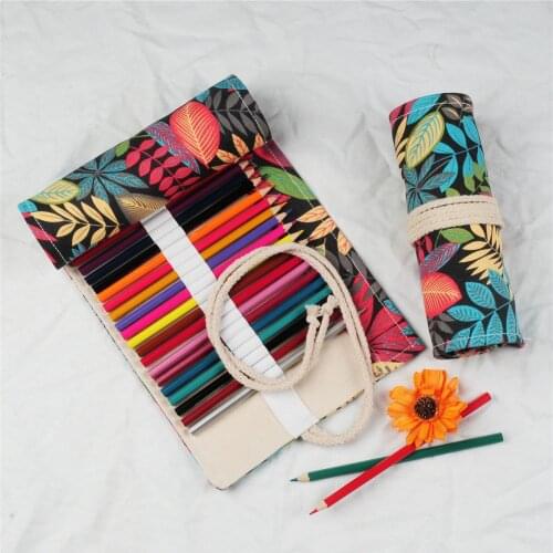 Creative Leaf Roll Pencil Case School Large 12/24/36/48/72 Holes Pencilcase for Girls Boys Cartridge Bag Korean Penal Stationery