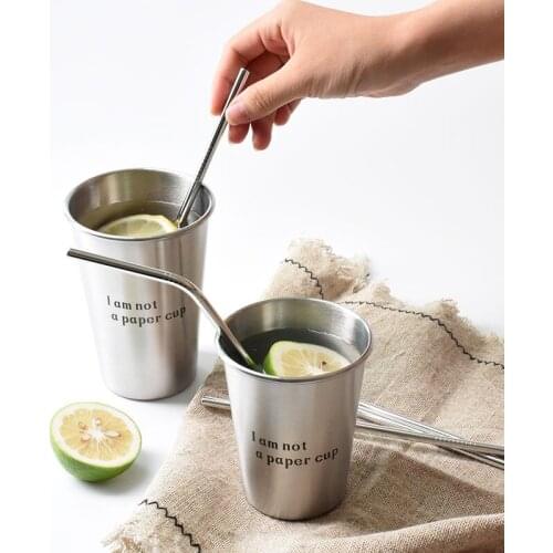 Nordic Decoration Home Unique Cups Tableware Metal Cup 304 Stainless Steel Cups Drinkbeker Beer Cup Coffee Cup Straw cup