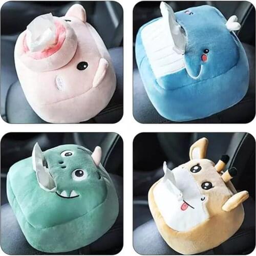 NEW Car Tissue Holder Creative Paper Napkin Case Cute Soft Plush Animals Tissue Box Napkin Holder Car Paper Boxes For Car Seat