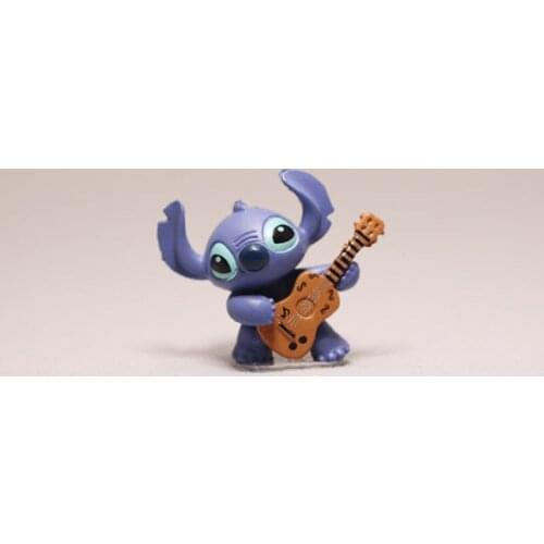 Disney Anime Lilo & Stitch Action Figure Toys Mini Size 3cm PVC Stitch Playing the Guitar Doll Toys Funny Gift for Kids Girls